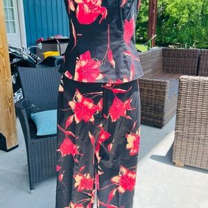 Jade melody tam Floral Black and Red Women's top and pants